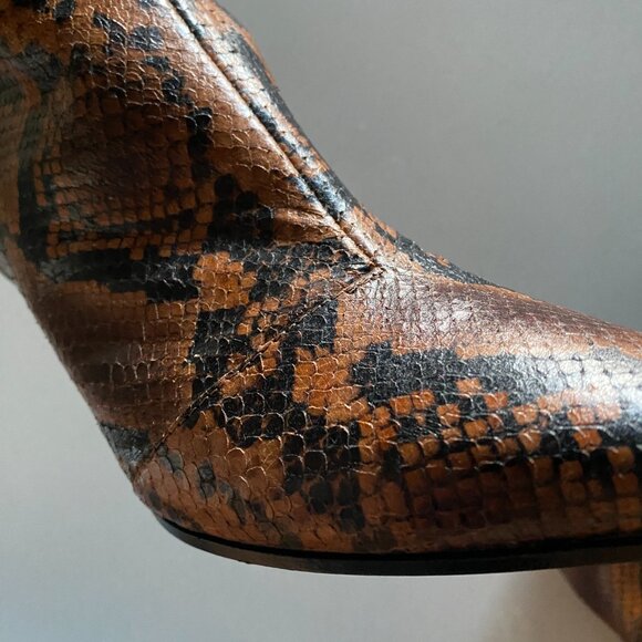 Rag & Bone Beha Moto Stiletto Bootie - Snakeskin - Golden Brown - Picture 3 of 10